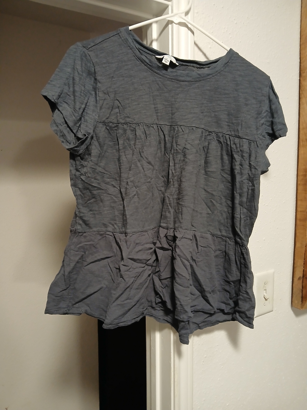 Women’s Short Sleeve Peplum Top - Slate Gray